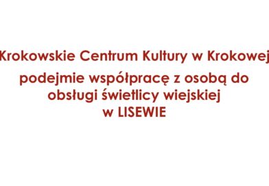 Szukamy osoby chętniej do prowadzenia Świetlicy w Lisewie