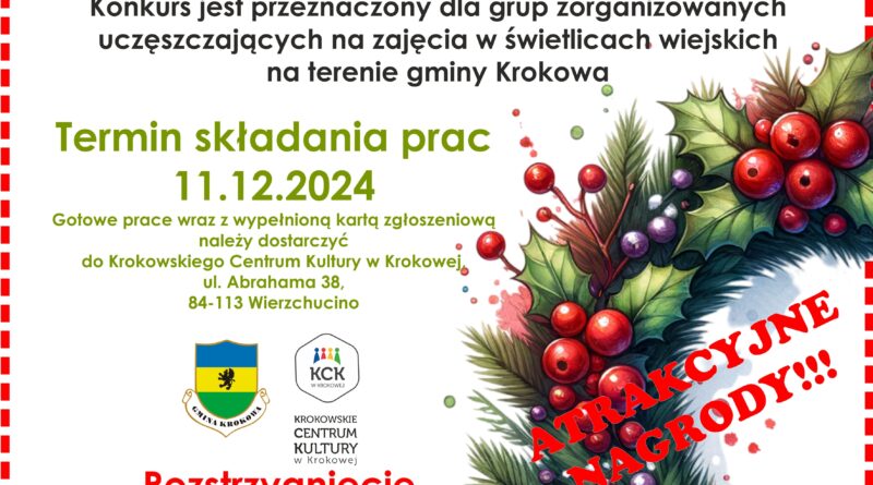 Konkurs „Wieniec Bożonarodzeniowy” dla świetlic.